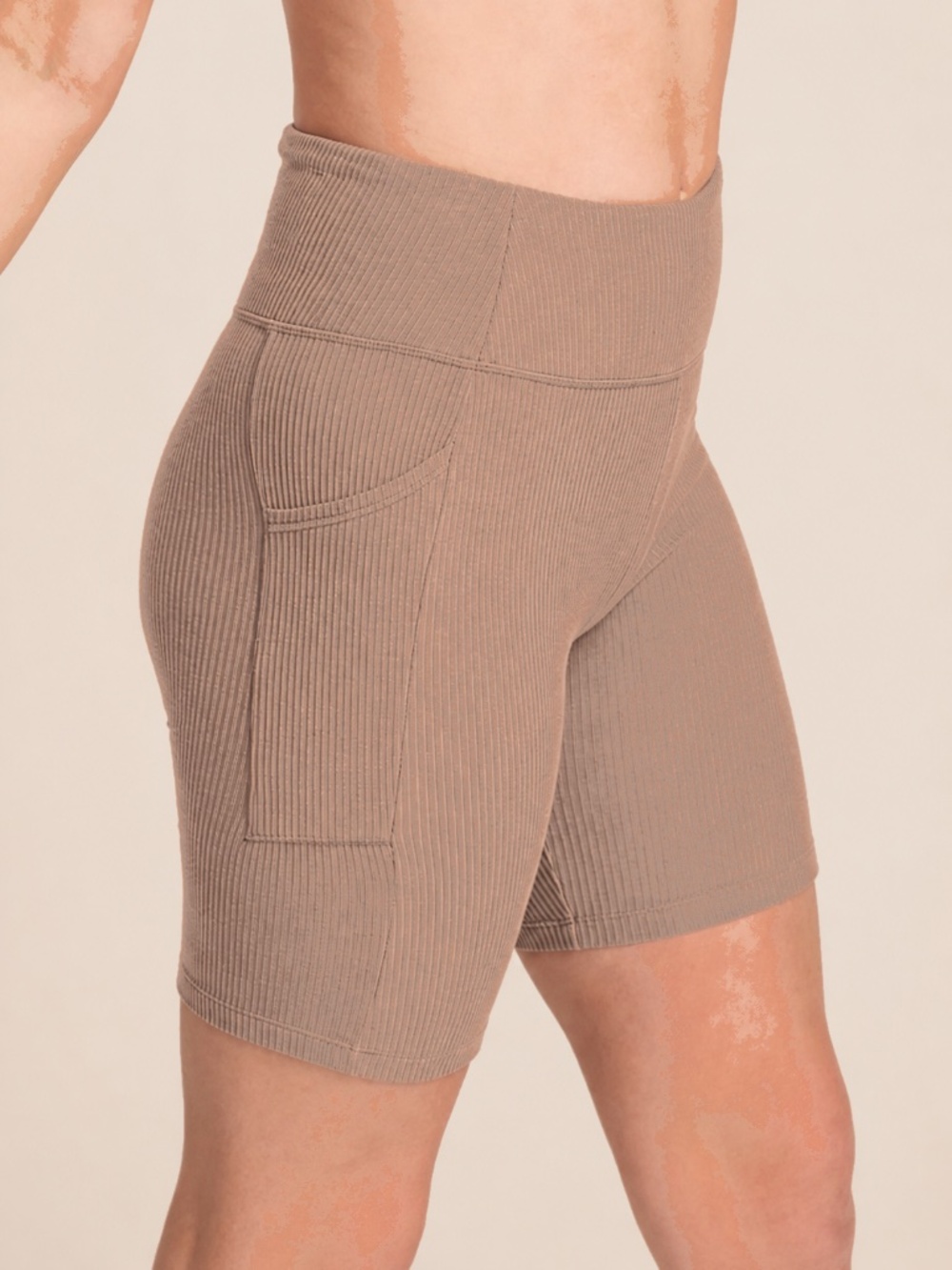 Woolx Miley Merino Wool Blend Bike Shorts Mocha Merengue Ribbed  Travel Lounge - Picture 3 of 7